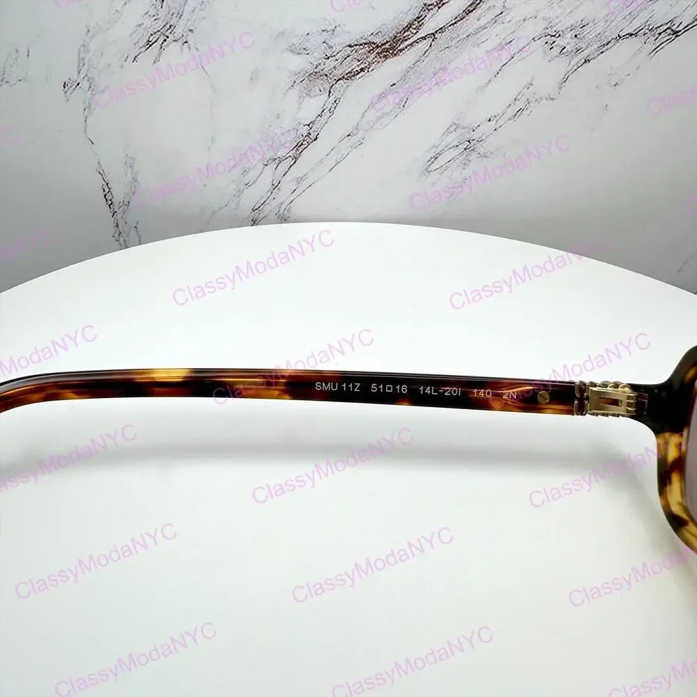 New MIU MIU Sunglasses Brown Square Tortoise Rectangular Gold Logo Authentic